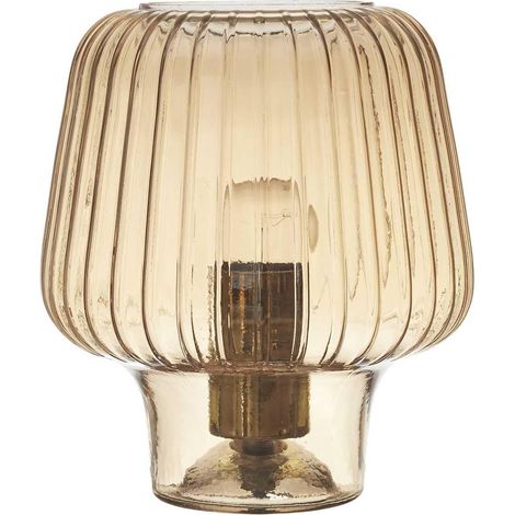 Lampe à Poser en Verre Fumé Port USB Chaleureuse Marron (1/5)