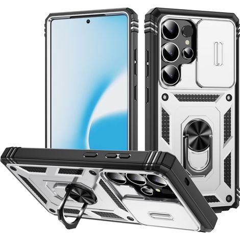 Étui pour Samsung Galaxy S25 Ultra, avec béquille et objectif pour appareil photo, blanc (1/5)
