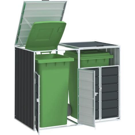 Mülltonnenbox für 2 Tonnen Anthrazit 144x81x113 cm Stahl