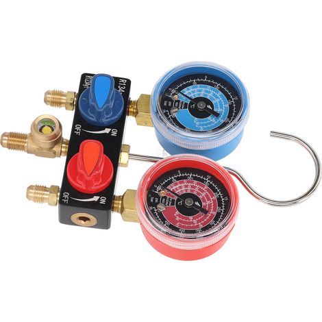 Kit de Manifold Compact pour R22 R134a R1234yf avec Flexibles et Adaptateurs pour Recharge de Climatisation Auto (1/5)