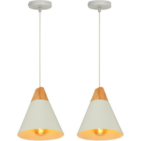 royaluxe- (2PCS)-Lampe À Suspension Moderne Blanc Suspension Luminaire Nordique Lustre Rétro Abat-Jour En Métal Ampoule E27 Suspension Intérieure (1/5)