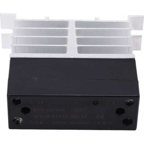 Relais statique AC/AC avec dissipateur thermique, entrée 70-280 V CA, sortie 24-480 V CA, module SSR, 10 A (1/5)