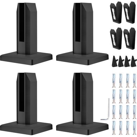 Pinces à verre en inox 304, lot de 4 - Supports de fixation au sol pour verre 8 à 12 mm - Pinces pour garde-corps, escalier, balcon et piscine - Noir mat (1/5)