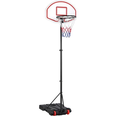 Yaheetech Canestro Bascket per Bambini Portatile Altezza Regolabile da 159 cm a 214 cm da Camera Interno Esterno con Colonna Tabellone Rosso (1/5)