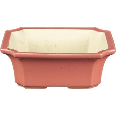 Vaso per bonsai rettangolare in gres smaltato rosa 13x10,5x4,5 cm - A41