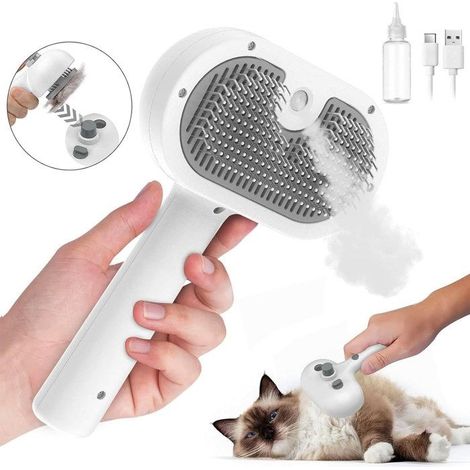 Brosse Chien Chat à Vapeur,JORMFTTE,3 En 1 Peigne De Massage En Spray Pour Chats,pour Chats à Poils Courts et Longs,Rechargeable (1/4)
