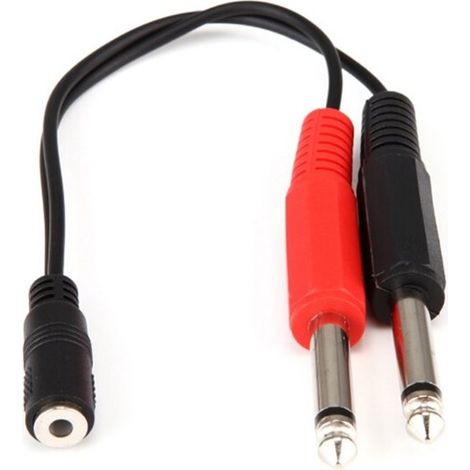 Adaptateur audio mono (m) 2 x 6,35 mm - stéréo (v) 3,5 mm - 0,20 mètre