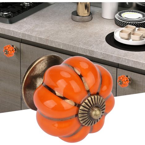 Keramische Kürbisknöpfe im europäischen Stil, Griffe für Schränke, Schubladen und Möbel (Orange) (1/5)
