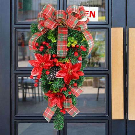 Guirlande De Noël En Forme De Sucette - 50 X 25 Cm - Pour Porte Extérieure Mur Cheminée Décoration Festive - 1 Pièce (1/5)