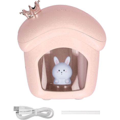 Tragbarer USB-Luftbefeuchter mit 350-ml-Transparenttank – 2 Geschwindigkeitsstufen – Rosa (1/5)