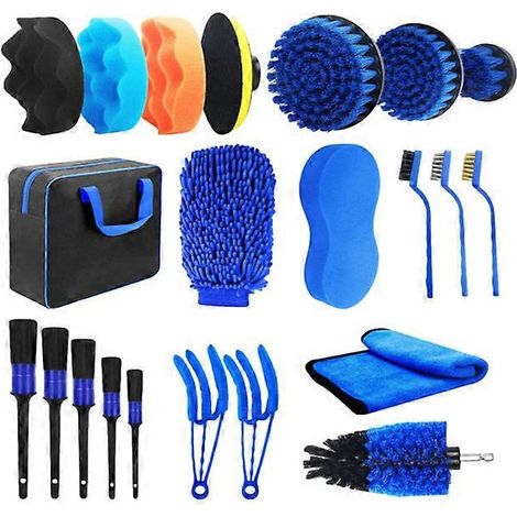 Kit de nettoyage auto 22 pièces : outils de nettoyage pour jantes et pneus, kit de lavage auto, produits de nettoyage pour le nettoyage automobile