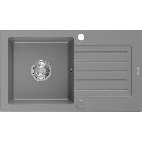 Mexen Pablo évier en granit à 1 cuve avec égouttoir 752 x 436 mm, Gris - 6510751010-71 (1/5)