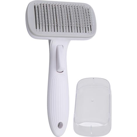 Brosse professionnelle pour animaux de compagnie, autonettoyante, épilation, toilettage pour chiens et chats, fil d'acier, tête en caoutchouc, gris (1/5)