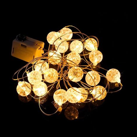 Guirlande lumineuse de 2 m avec 20 boules de cristal craquelées, 3 modes d'engrenage, petite chaîne lumineuse avec fissures en plastique pour décorer des bouquets, des cadeaux, des guirlandes (1/5)