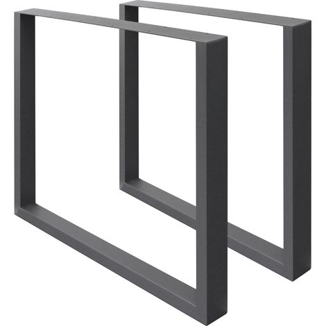 ECD Germany 2 x Gambe per Tavolo in Acciaio Struttura Telaio Tavolo Antracite 60 x 72 cm Design Stile Industriale - Set di 2 Piedi Struttura Tavolo da Salotto Base Cornice Seduta Gambe Rettangolare