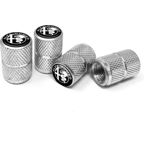 Tappi Cappucci Coprivalvole per Pneumatici Auto Alfa Romeo Universali, Set da 4 Bianco e Nero (1/3)