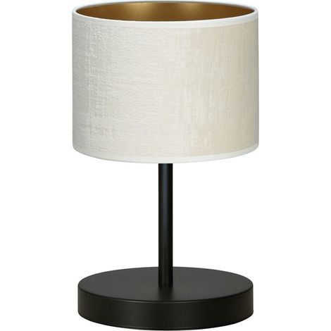 Lampada da Tavolo Hilde, Acciaio verniciato a polvere, Tessuto, Nero, Bianco, 20x34x18 cm