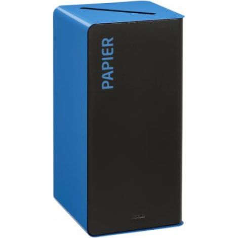 Borne de tri sélectif Cubatri, sans serrure - papier - 75l - gris manganèse / bleu ciel - RAL 5015 (1/3)