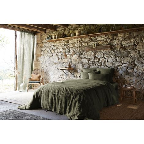 Housse de couette 140 x 200 cm – Lin Français Lavé – SOLINE – Thym (1/5)