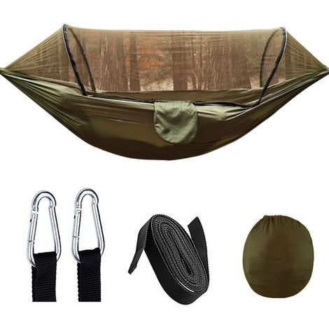 Hamac moustiquaire à installation rapide automatique - Camping en plein air avec poteau, anti-moustiques, hamac en nylon anti-enroulement avec moustiquaire (1/5)