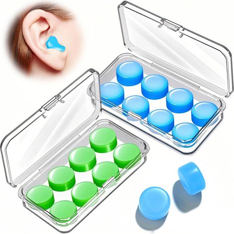 12 Paar weiche, formbare Silikon-Ohrstöpsel (blau/grün), Ohrstöpsel zum Schlafen, Geräuschreduzierung, wiederverwendbar, ideal zum Schnarchen, Schwimmen, für Konzerte, zum Lernen, Arbeiten