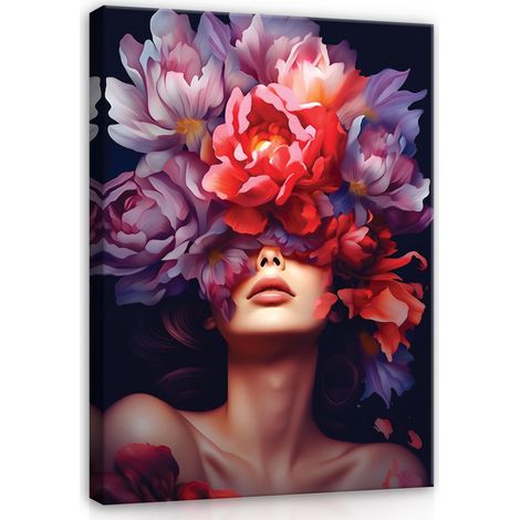 tableau femme fleurs abstrait chambre 120x80 (1/3)