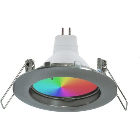 TRADE SHOP - Faretto Led Rgb+3000k 6w 12v Incasso 6cm Tondo Rgbw Effetti Luce Colorata Barca - Silver (1/5)