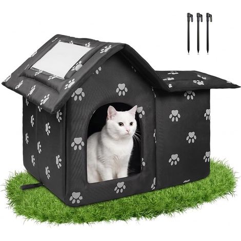 Niche pour Chat Exterieur, Cabane Chat Exterieur avec Coussin Amovible (1/5)