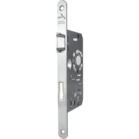Serrure à encastrer pour portes intérieures avec pêne silencieux Serrure à panneton 1246000K DIN droite Têtière 18 mm ronde Axe 55 mm 1 clé incluse Inox (1/4)