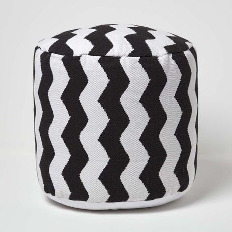 HOMESCAPES Designer Hocker Pouf Chevron rund