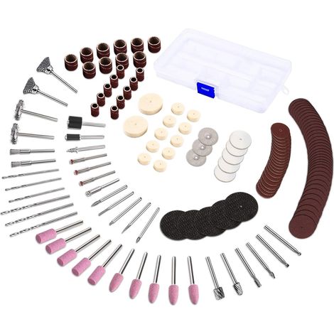 141-teiliges Zubehörset für Rotationswerkzeuge mit 3-mm-Bohrfutter / Universelles Schneid-/Polier-/Bohr-/Schleif-/Gravier-Minischleifer- und Minibohrer-Zubehör für Heimwerkerprojekte (1/5)