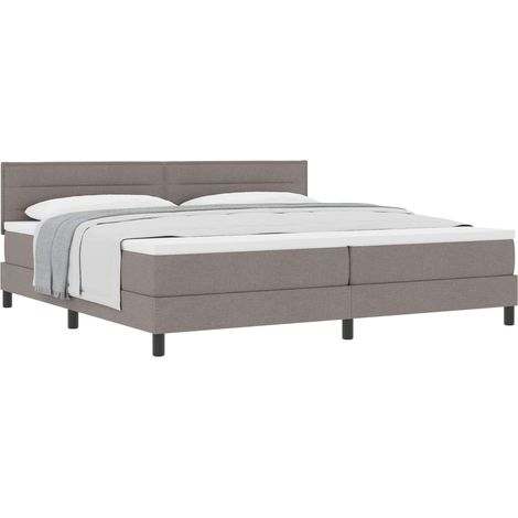 Box Spring Bed with Cushion Manual Taupe 200 x 200 cm Fabric vidaXL