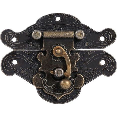Loquet À Moraillon - Alliage De Zinc - Pour Armoire Penderie Boîte À Bijoux Coffret Valise - 8,2 cm - Bronze (1/5)