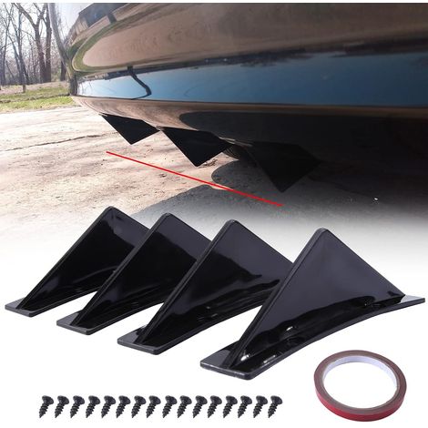 4 Pièces Aileron de Pare-chocs Arrière de Voiture Universel Brillant Noir Auto Pare-chocs Arrière Lèvre Diffuseur Spoiler de Requin Arrière Forme Arquée Séparateur Accessoires (1/5)