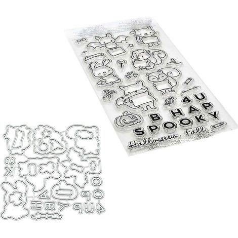 Gruseliges Stempelset mit transparenten Stempeln, Siegel- und Stanzformen für DIY-Scrapbooking