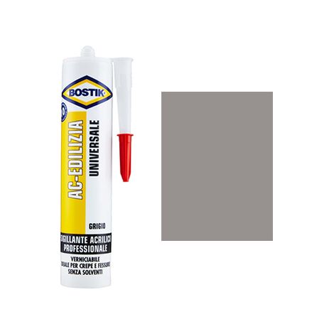 SILICONE ACRILICO AC EDILIZIA BOSTIK - GRIGIO VERNICIABILE ML 300- 24 pezzi