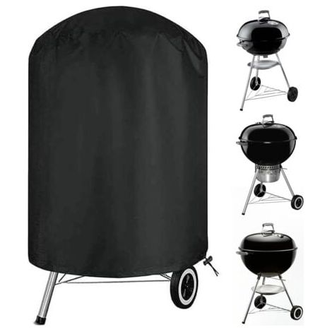 Housse de barbecue à charbon de bois, housse de fumoir extérieure imperméable et robuste, housse de gril ronde, convient à la plupart des grils à charbon de bois - 27,5 x 27,5 pouces (1/4)
