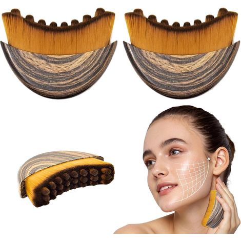 Brosse Drainage Lymphatique Visage, 2Pcs Brosse Lymphatique Visage, Lymphatic Face Brush, S'applique au Visages, à la Sculpture du Menton Et de la Mâchoire (1/5)