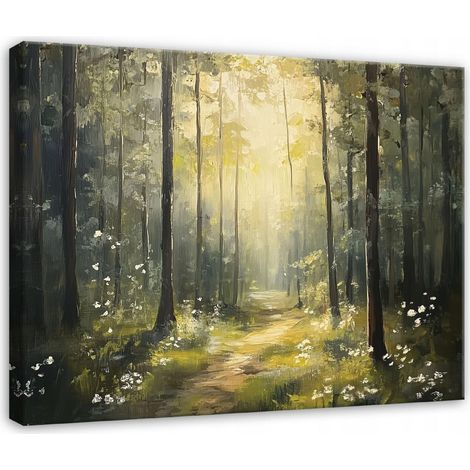 tableau fort 3d arbres soleil pour chambre salon cuisine sur toile 100x70 (1/3)