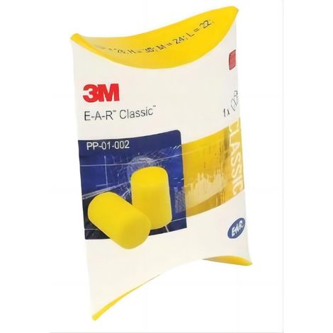Bouchons d'oreilles 3M Ear Classic, 50 paires conditionnées par paires, jaunes, atténuation du bruit (SNR) = 28 dB, protection auditive (1/5)