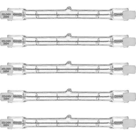 Tube halogène Eco Haloline, culot R7s, lampe tube halogène T3, 230 V, 230 W = 300 W, 118 mm, blanc chaud - 2800 K (5 pièces) (1/4)
