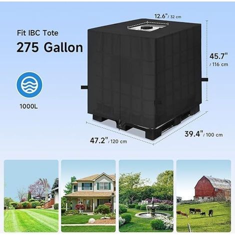 Housse de protection pour réservoir d'eau en tissu Oxford 1000L 210D , protection solaire , anti-poussière , pour réservoir d'eau IBC (1/3)