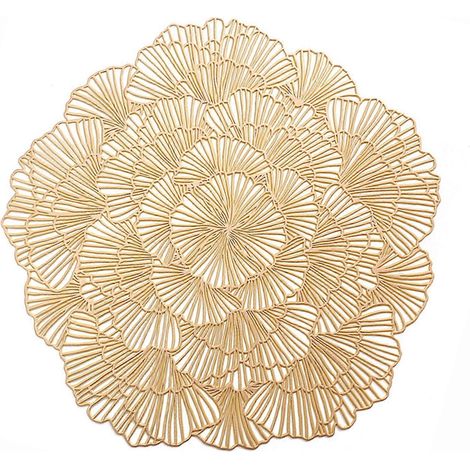 Sets de table fleuris, dessous de verre métallisés antidérapants et lavables en PVC, sets de table pour repas, mariages et fêtes (1/5)