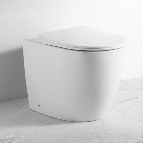 WC filo muro FT53A a pavimento in ceramica 52.5x37x41H cm. bianco