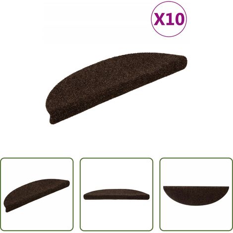 vidaXL Selbstklebend -  Stufenmatten Selbstklebend 10 Stk. 56x17x3 cm Braun Halbrund (1/5)