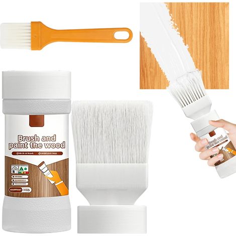 Peinture blanche avec pinceau, peinture pour meubles sans ponçage pour armoires, bois et métal, séchage rapide, peinture à base d'eau pour toutes les surfaces (1/5)