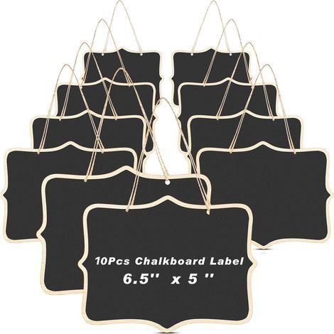 Mini-Tafel – Pinnwand – Hängetafel – Weihnachtsdekoration – Rechteckige Tafel – 16 x 12 cm – Schwarz, 10er-Pack (1/5)