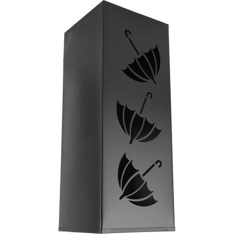 Porte-parapluie Omabeta en métal étanche, compact 42x16x16 cm — Noir/Cuivre/Blanc (1/4)