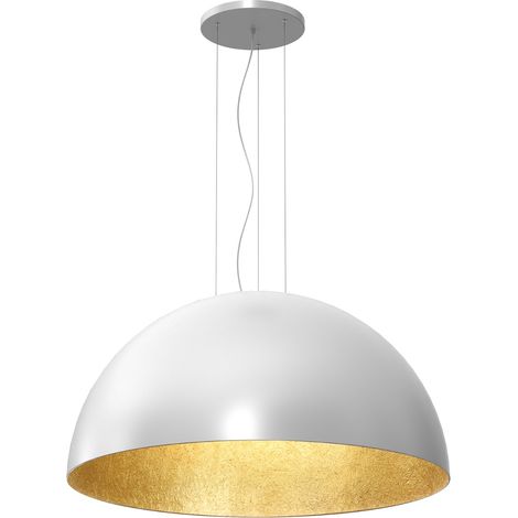 Lampada a sospensione Compo Ø100 bianca interno oro E27