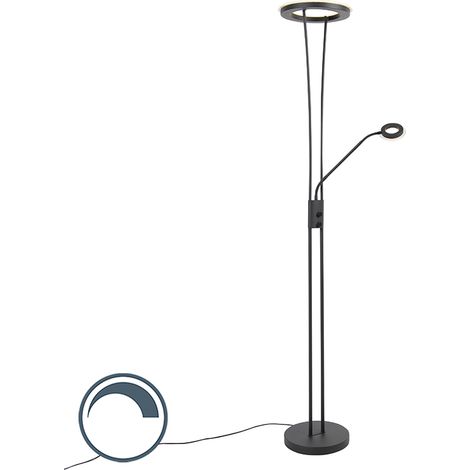 QAZQA Moderne Stehleuchte schwarz inkl. LED mit Lesearm - Divine